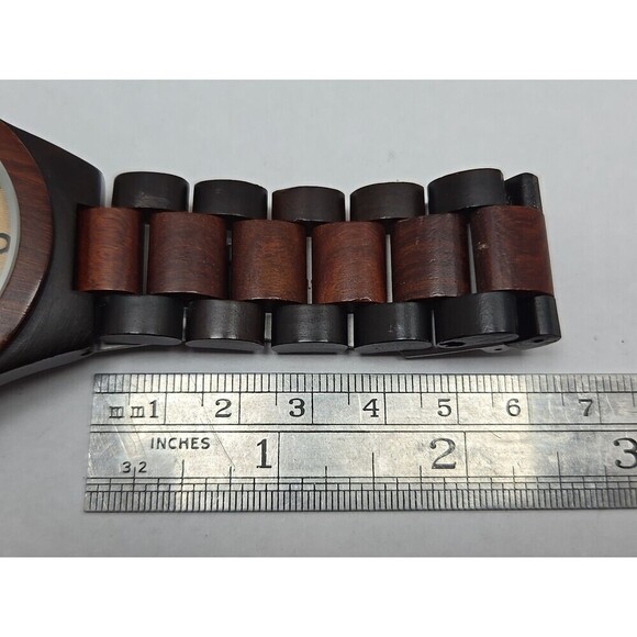 Treehut Wood Wrist Watch Red Ebony Maple Dial Quartz Minimalist New Battery 45mm - Picture 8 of 12